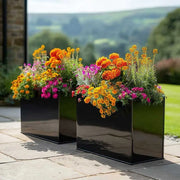 100cm Long Zinc Galvanised Polished Black 80cm Tall Trough Planter